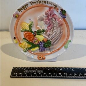 NWOT & Vintage 1990s “Happy Thanksgiving” Cornucopia Candle Holder